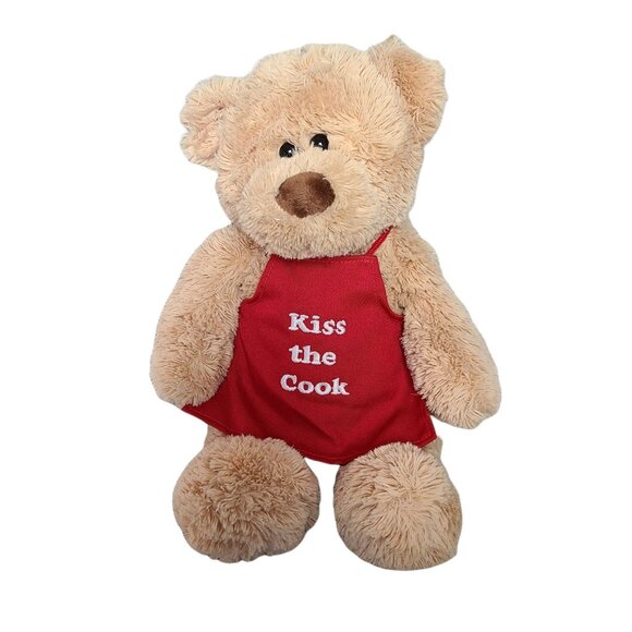 Gund Bon Appetit Chef Bear 11 inch Plush Kiss the Cook Red Apron Stuffed Animal - Picture 1 of 4